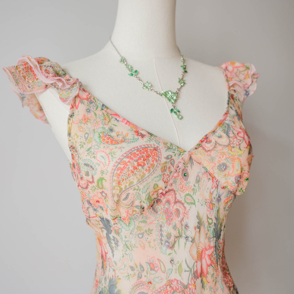Vintage Romantic Elegant Beaded Silk Top