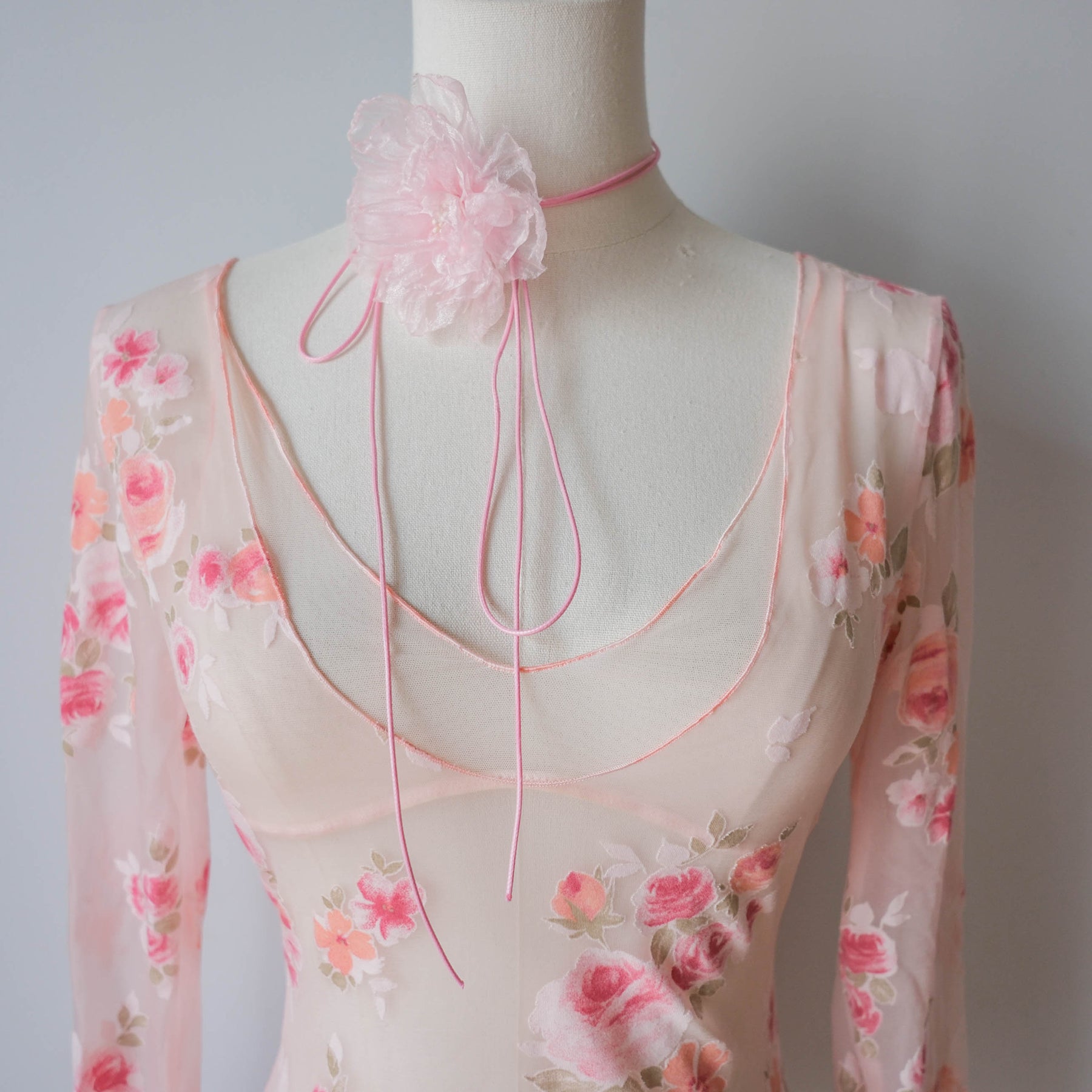 LA PERLA Vintage Romantic Dreamy Coquette Floral Mesh Top