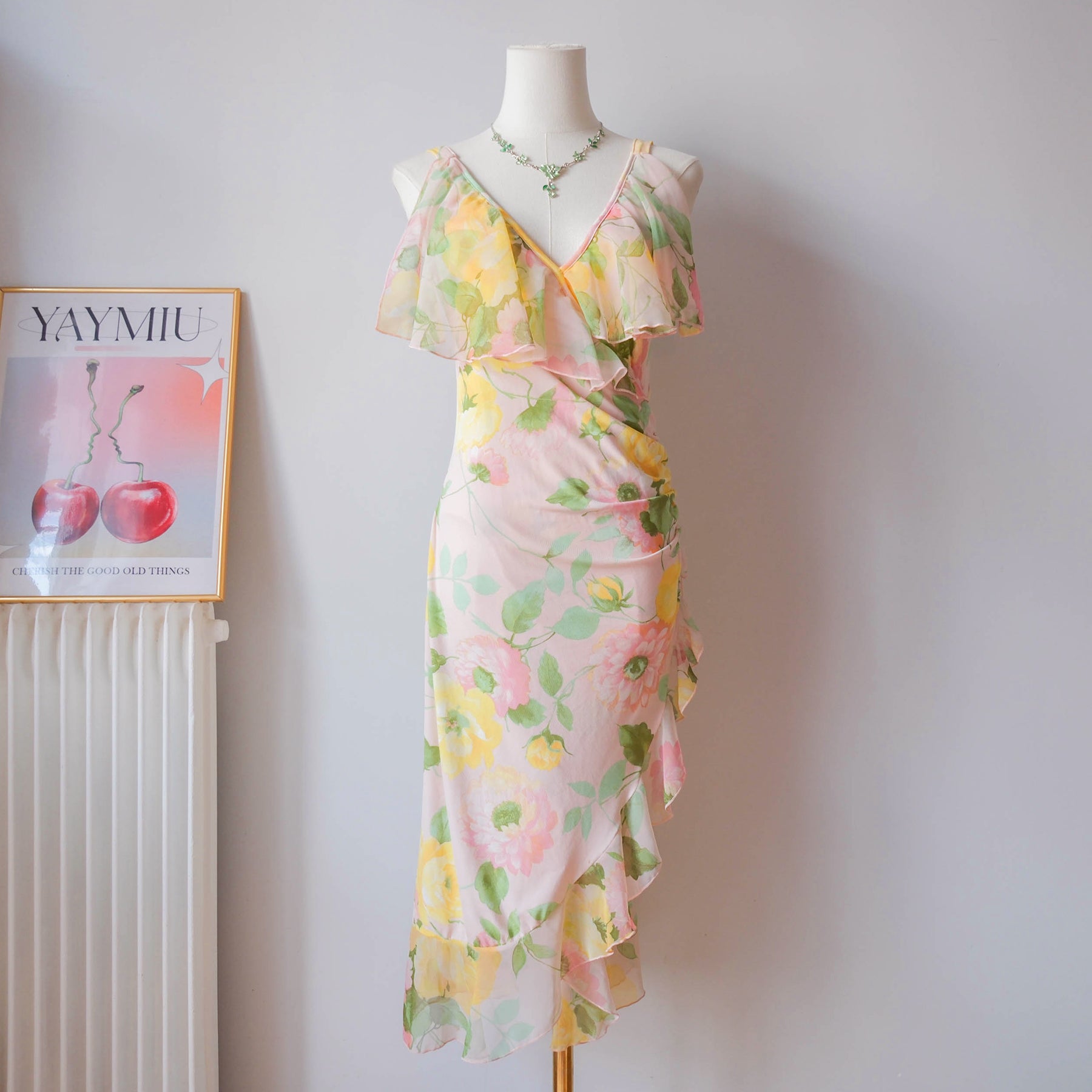 MORGAN Vintage Ruffled Summery Floral Wrap Dress