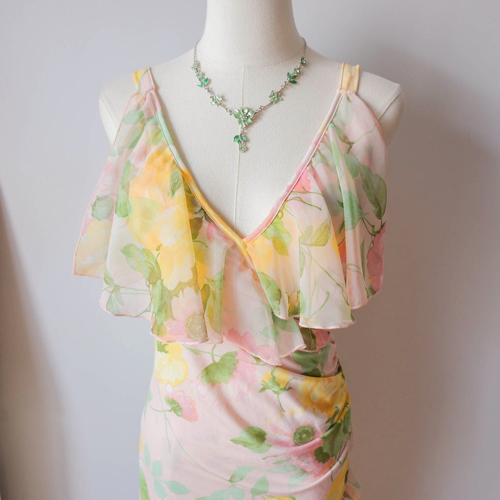 MORGAN Vintage Ruffled Summery Floral Wrap Dress