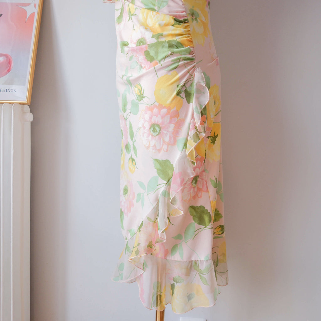 MORGAN Vintage Ruffled Summery Floral Wrap Dress