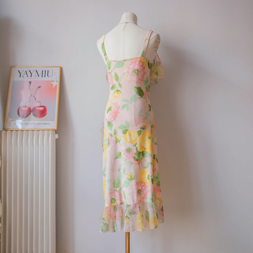 MORGAN Vintage Ruffled Summery Floral Wrap Dress