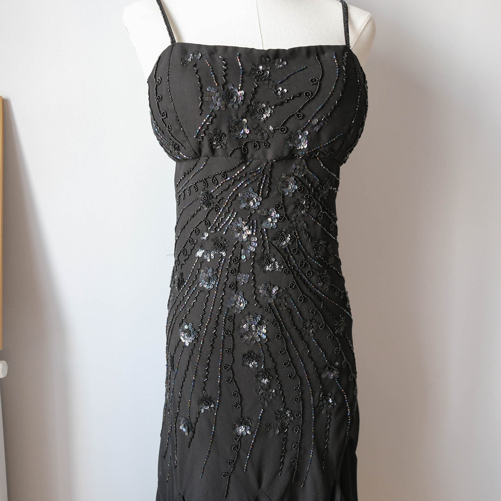 Vintage Gatsby-Era Glam Asymmetrical Embellished Dress
