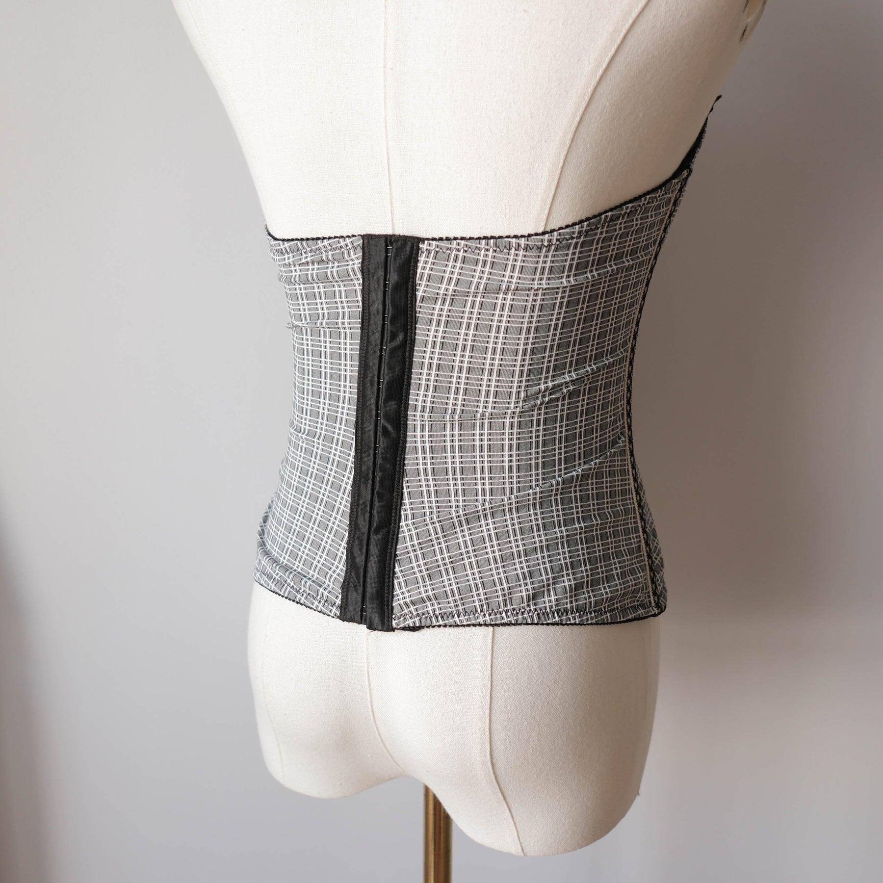 Vintage Office Siren Halter Tartan Corset Top