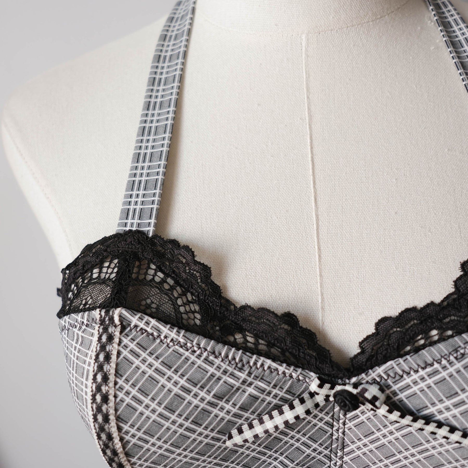 Vintage Office Siren Halter Tartan Corset Top