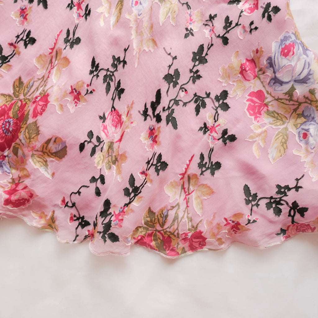 RENATO NUCCI Vintage Embellished Silk Floral Midi Skirt