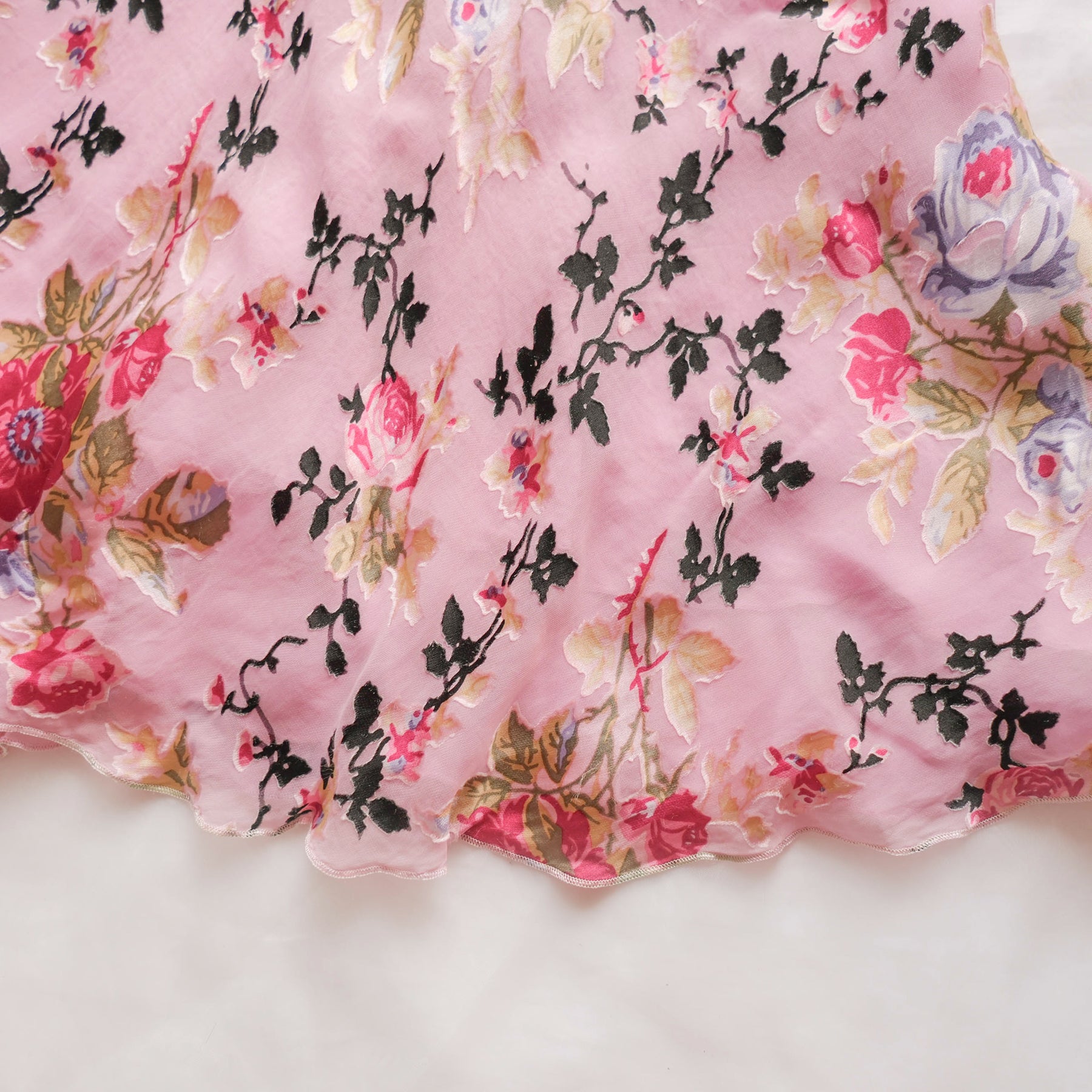RENATO NUCCI Vintage Embellished Silk Floral Midi Skirt