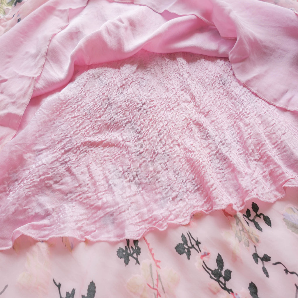 RENATO NUCCI Vintage Embellished Silk Floral Midi Skirt