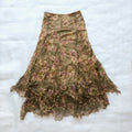 Vintage Whimsigoth Silk Beaded Flared Midi Skirt