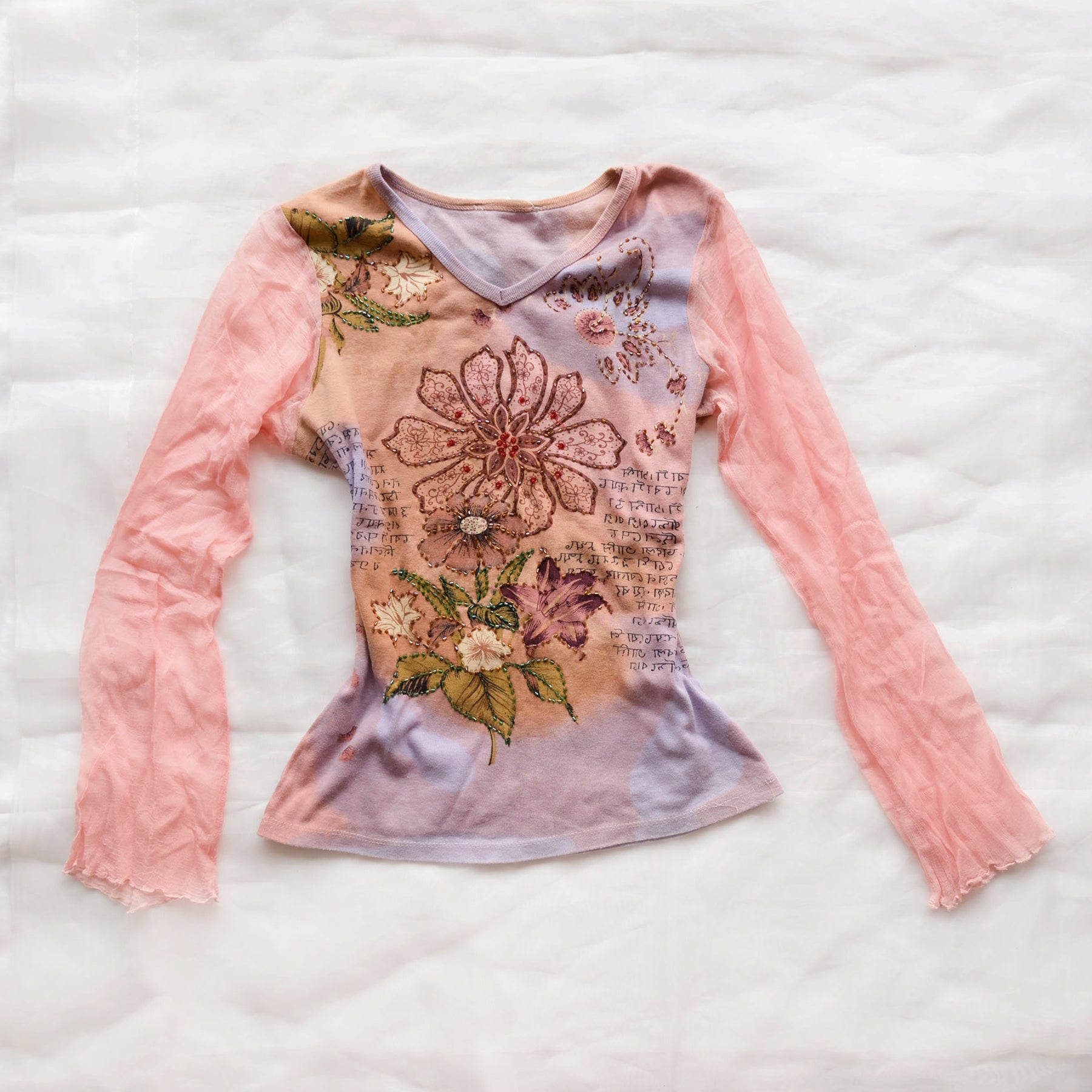 Vintage Fairy Beaded Floral Tshirt