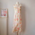 Vintage Romantic Dreamy Cottage Floral Silk Dress