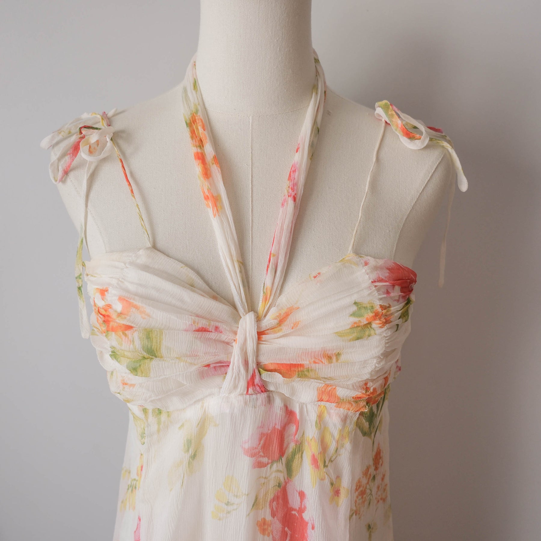 Vintage Romantic Dreamy Cottage Floral Silk Dress