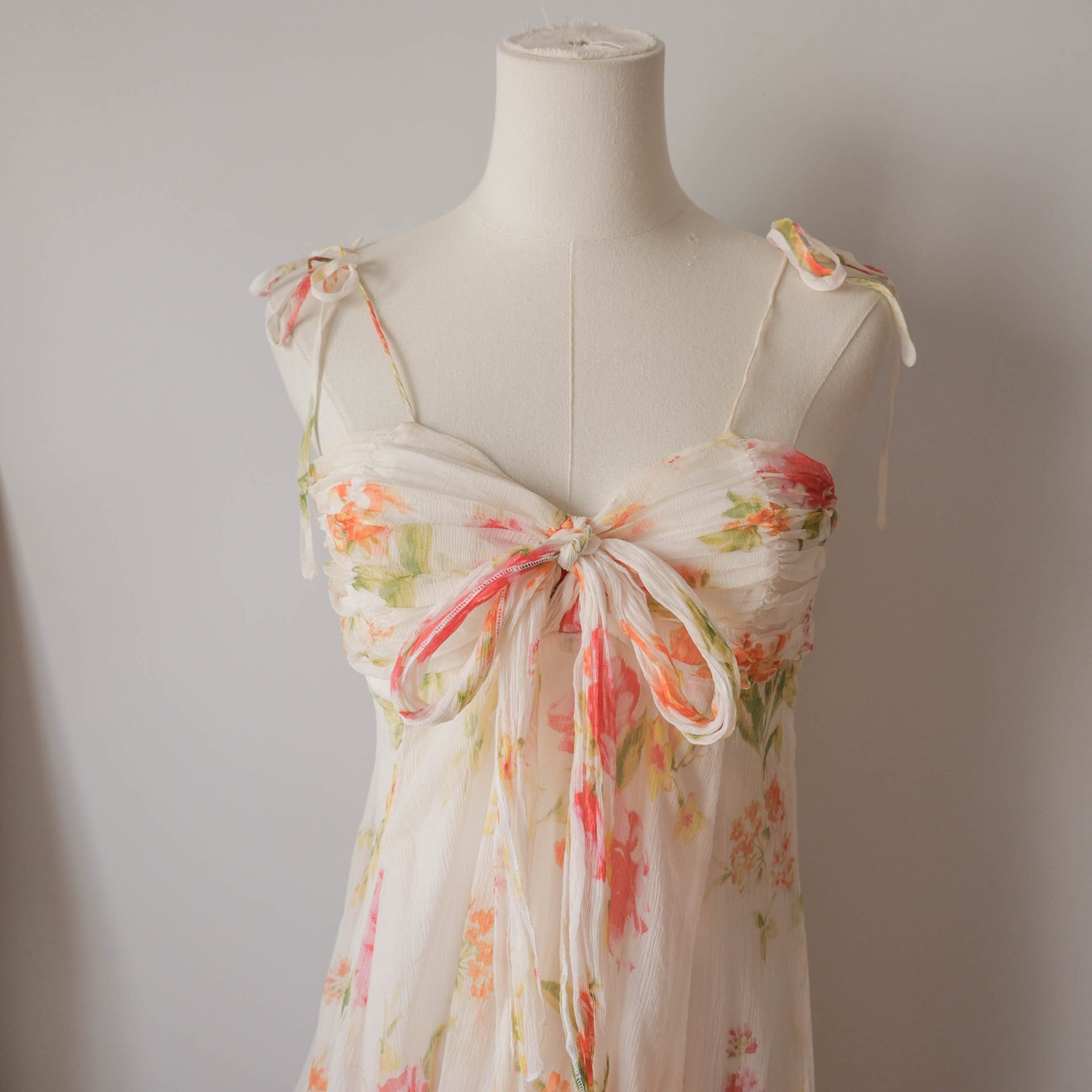Vintage Romantic Dreamy Cottage Floral Silk Dress