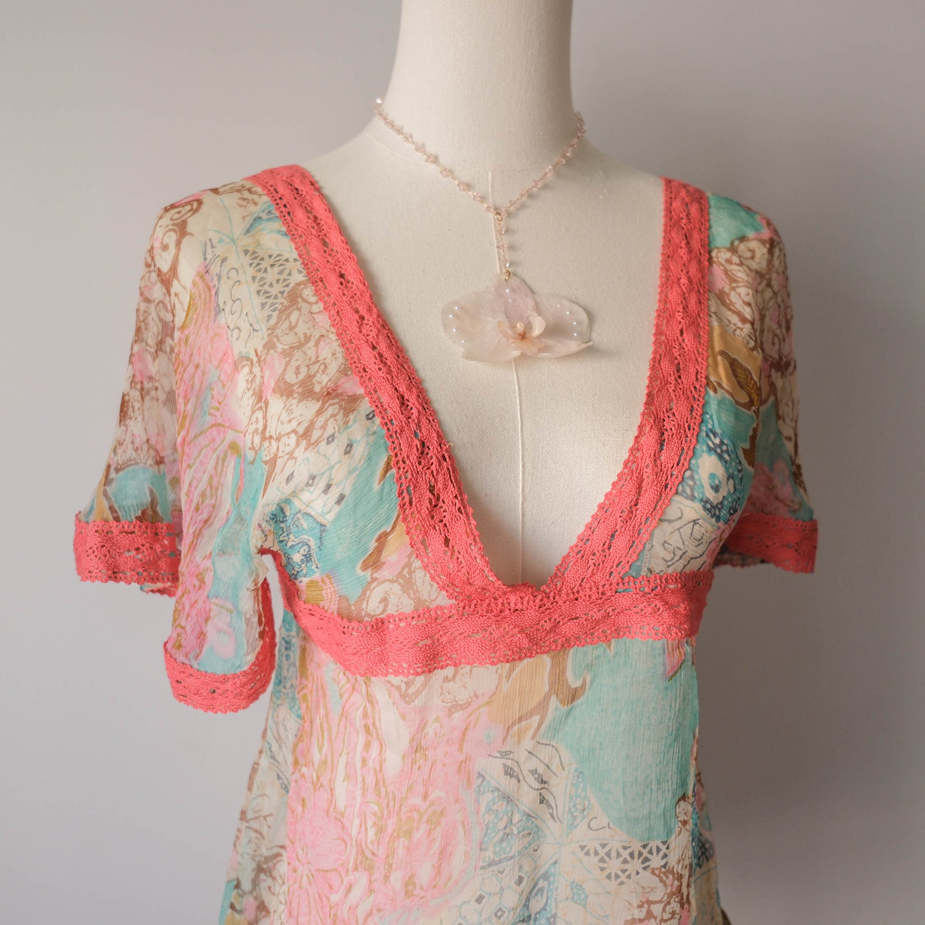 Vintage Boho Sheer Blouse Top