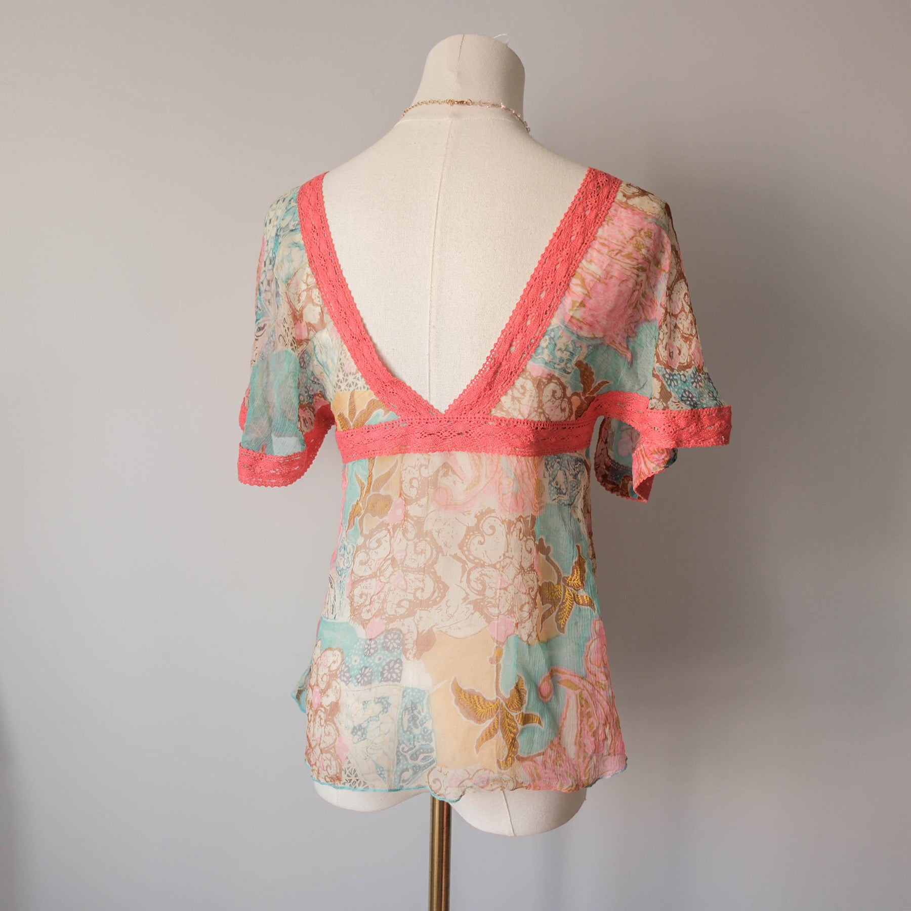 Vintage Boho Sheer Blouse Top