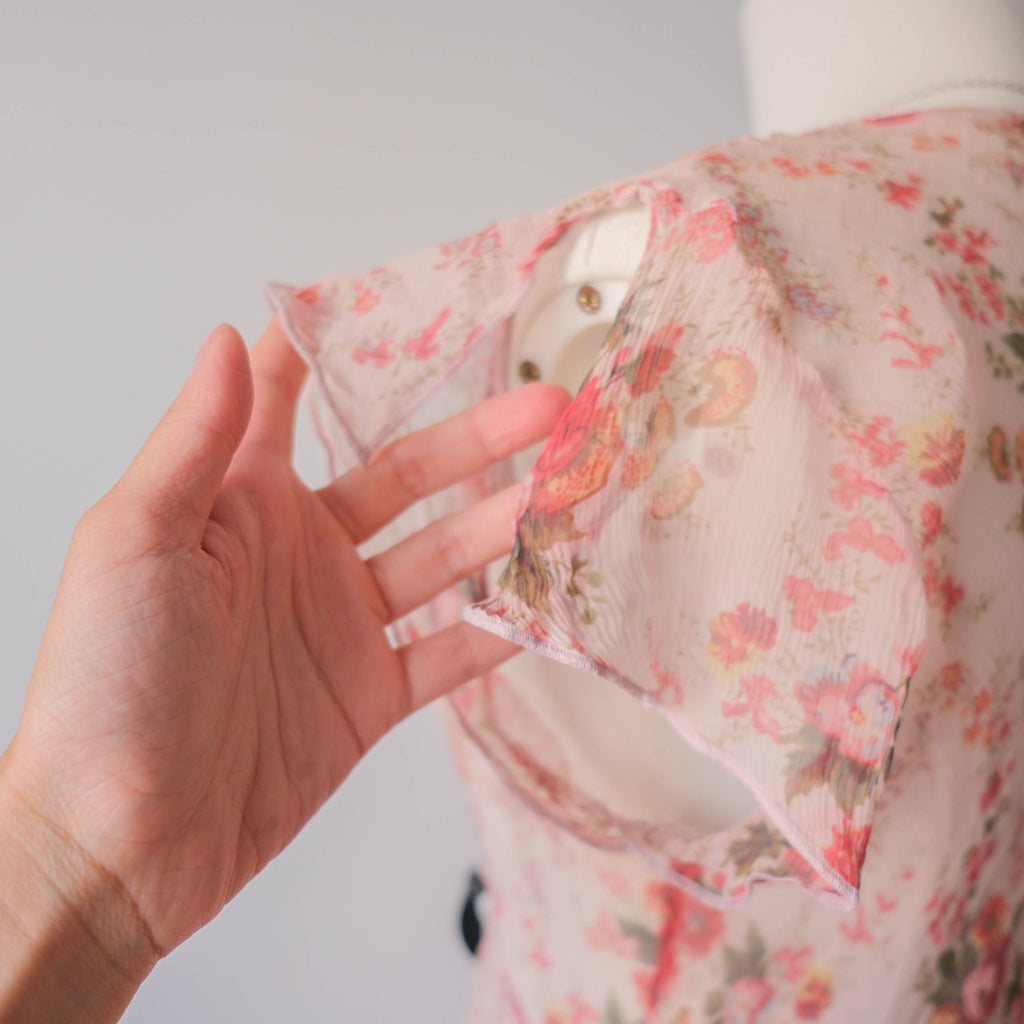 Vintage Dreamy Silk Floral Skirt Set