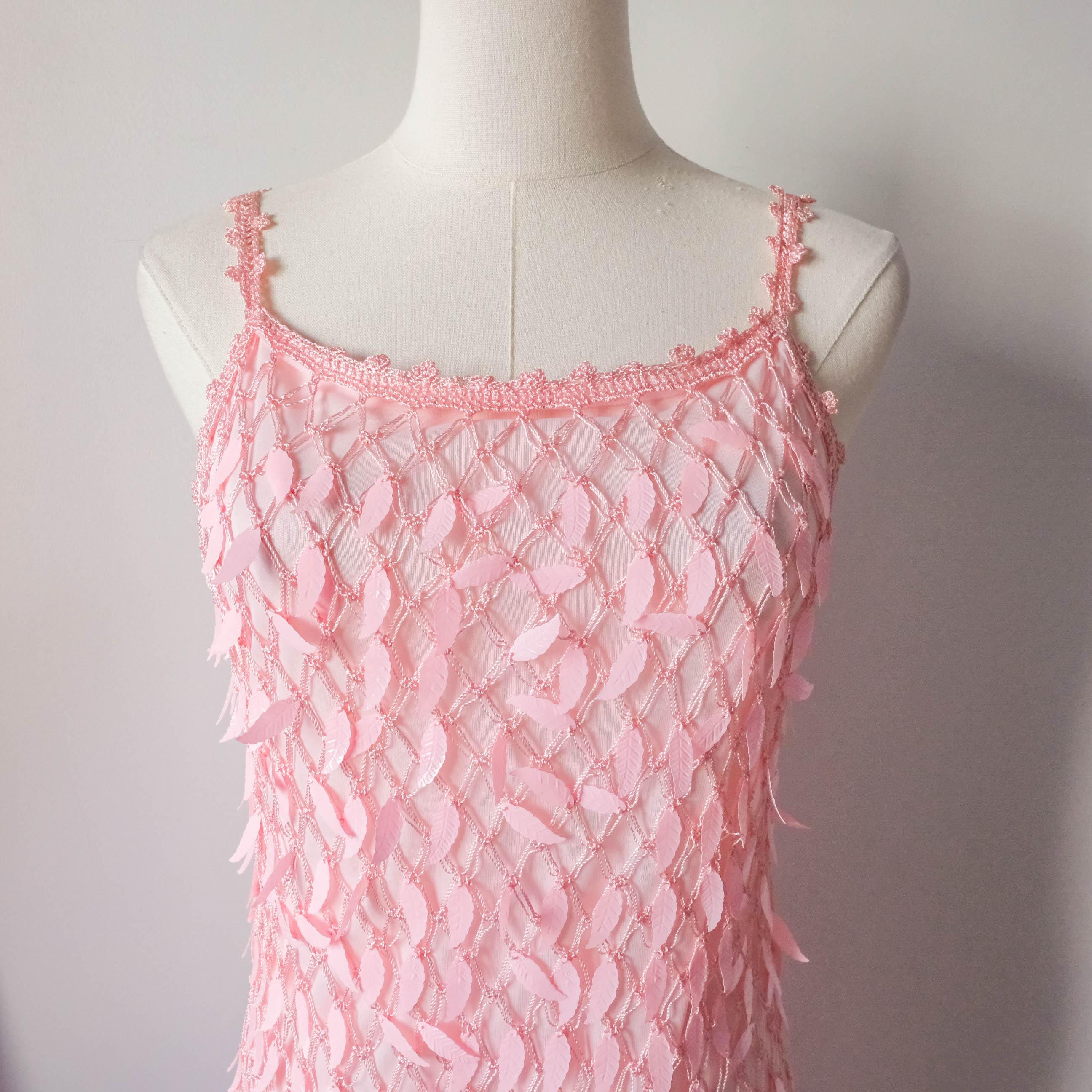 Vintage Summer Party Sequin Crochet Mini Dress