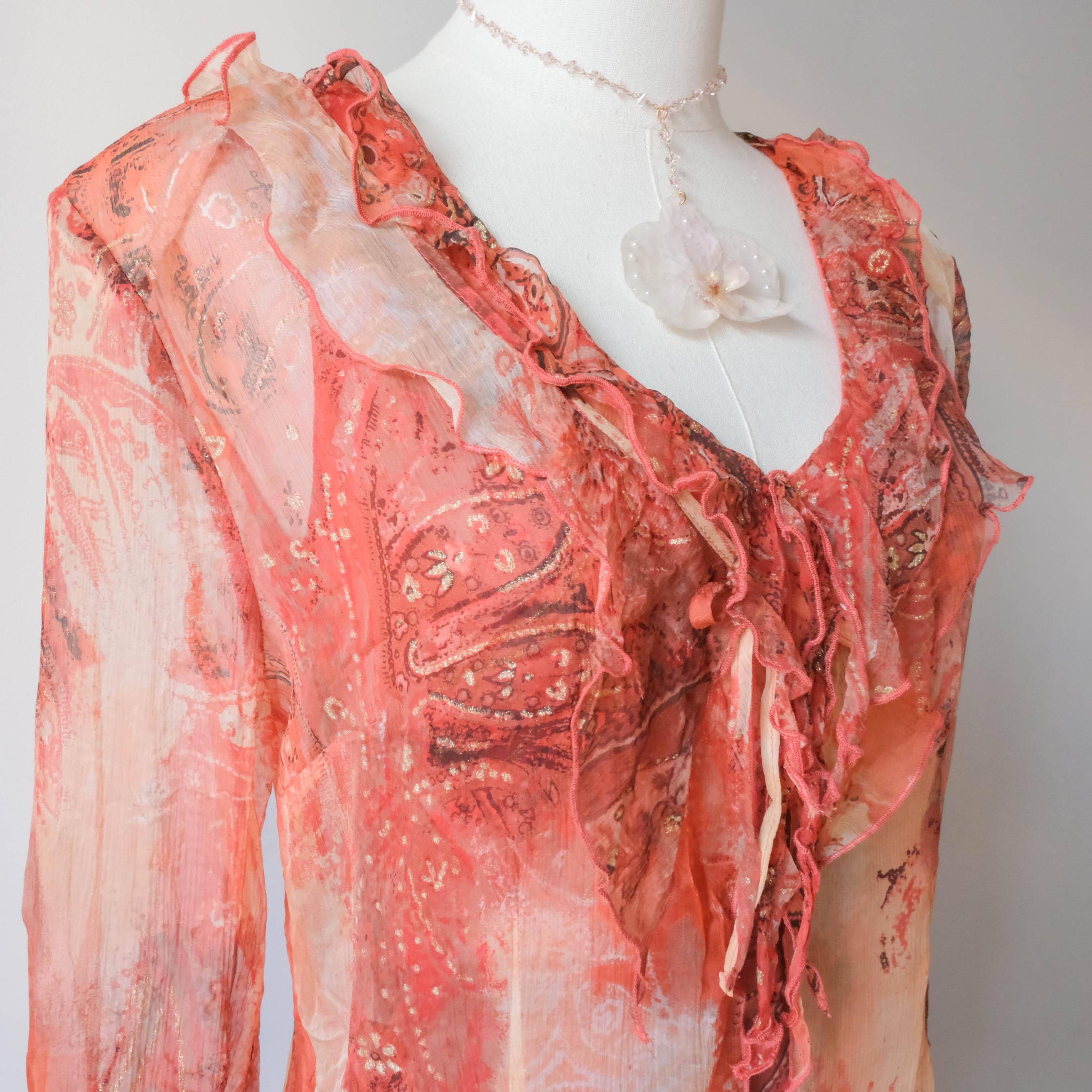 French Vintage Boho Cottage Glam Grunge Silk Bolero Dress Set