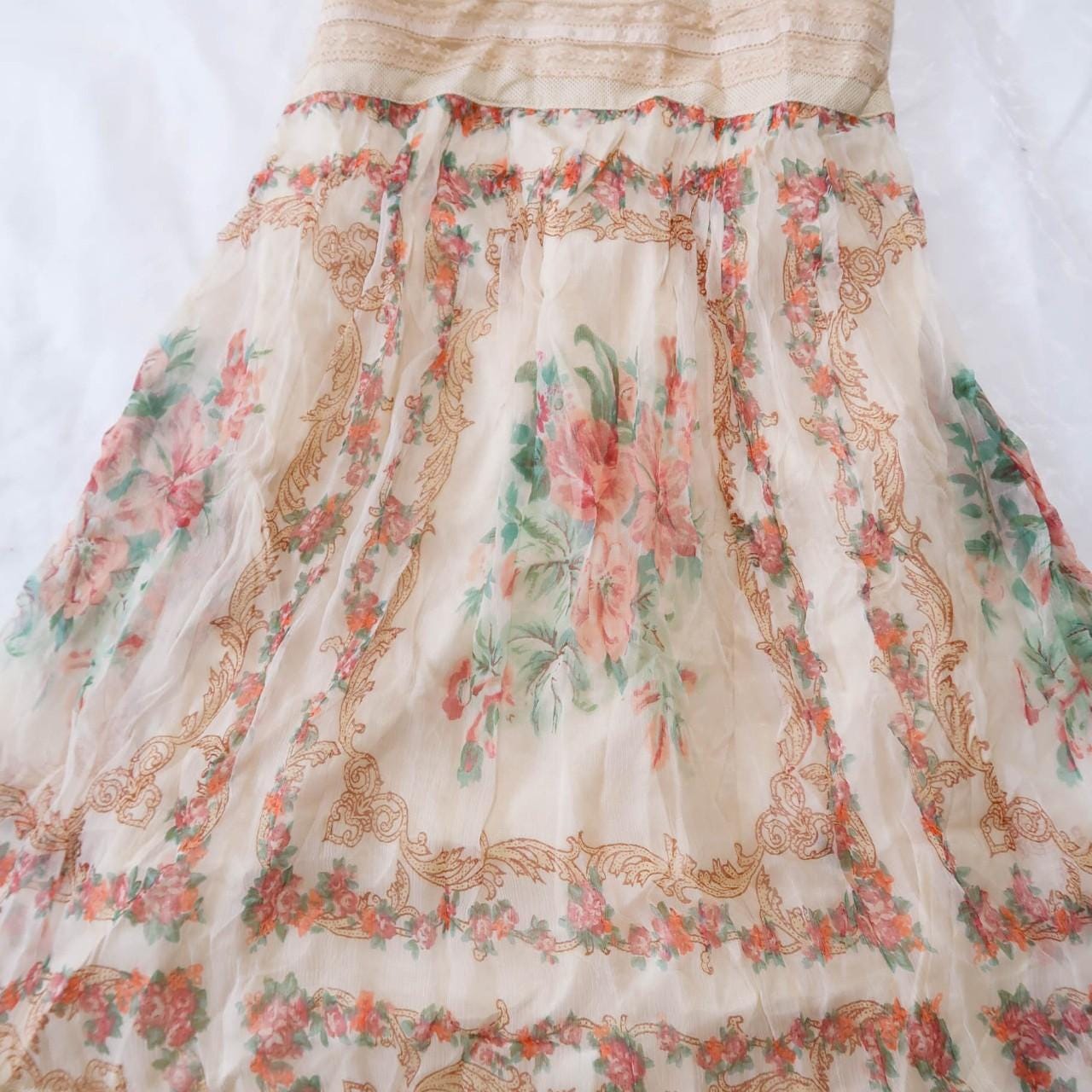 DERHY Vintage Beautiful Cottage Floral Babydoll Dress