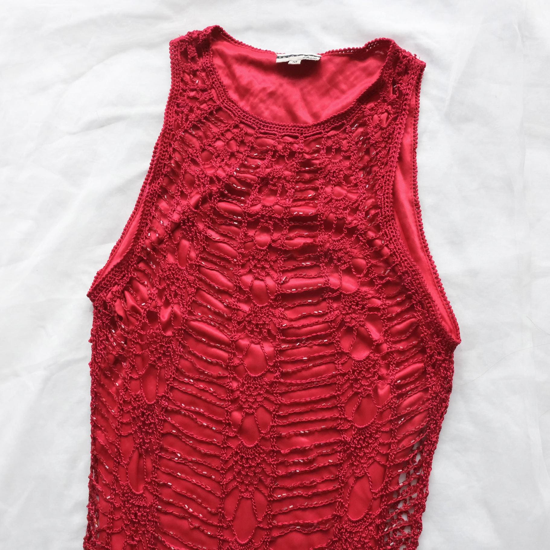 Vintage Party Beaded Crochet Maxi Dress