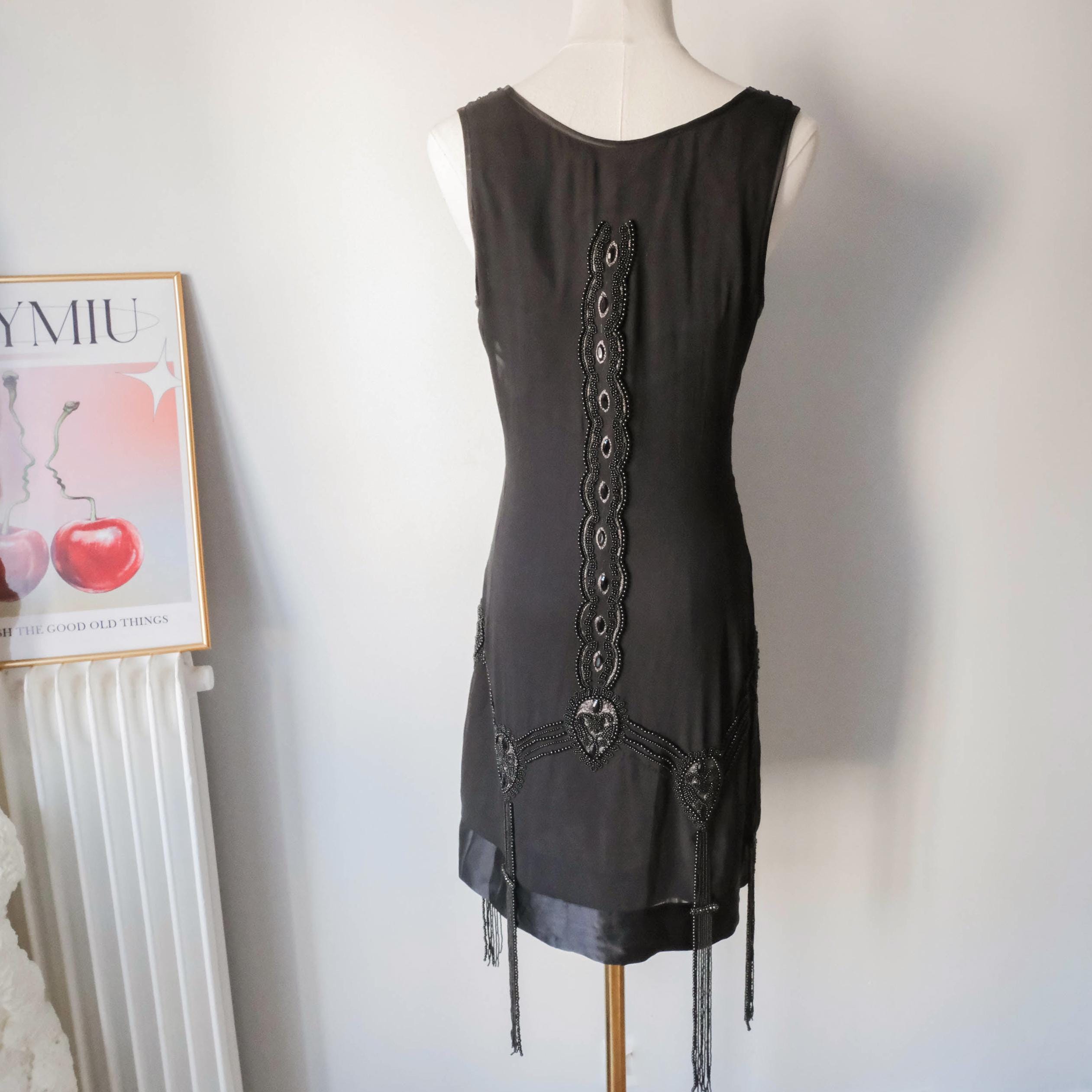 Vintage Belgian Gatsby inspired Beaded Silk Dress