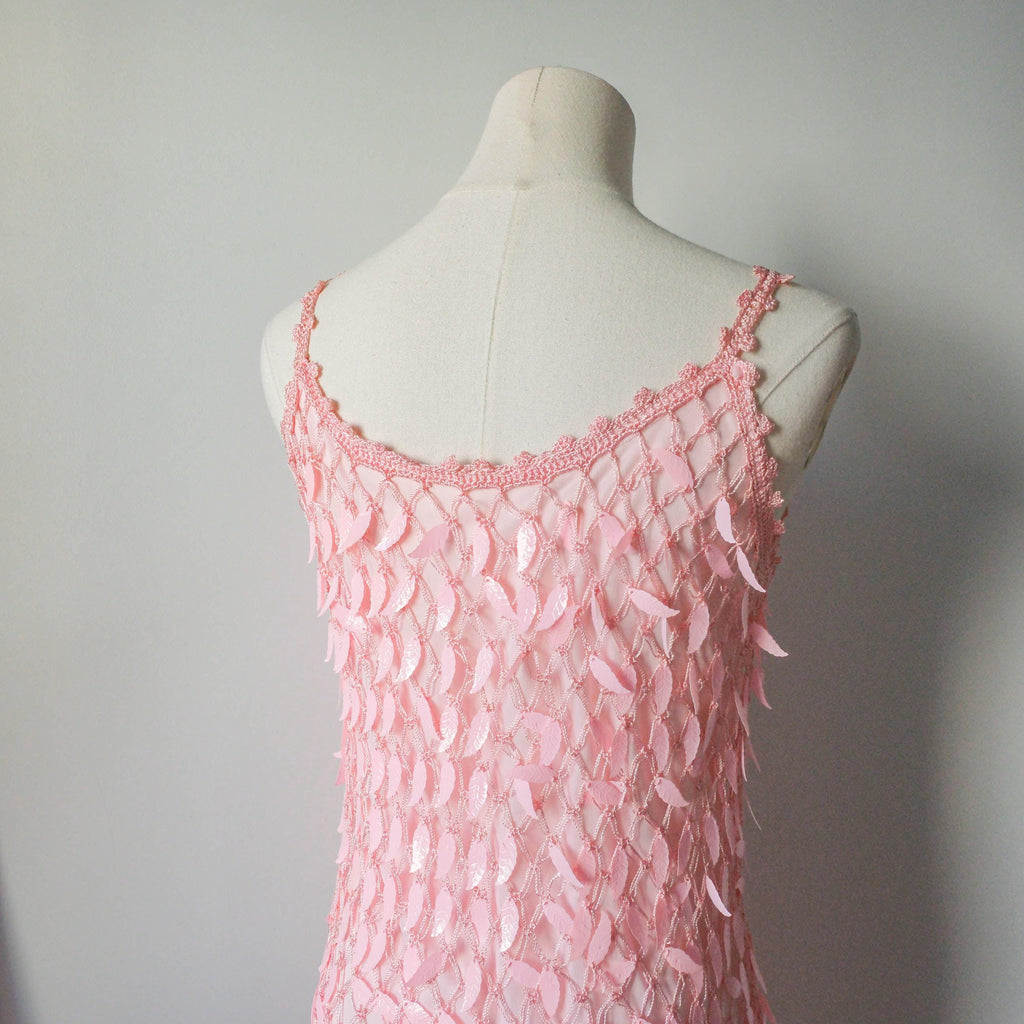 Vintage Summer Party Sequin Crochet Mini Dress