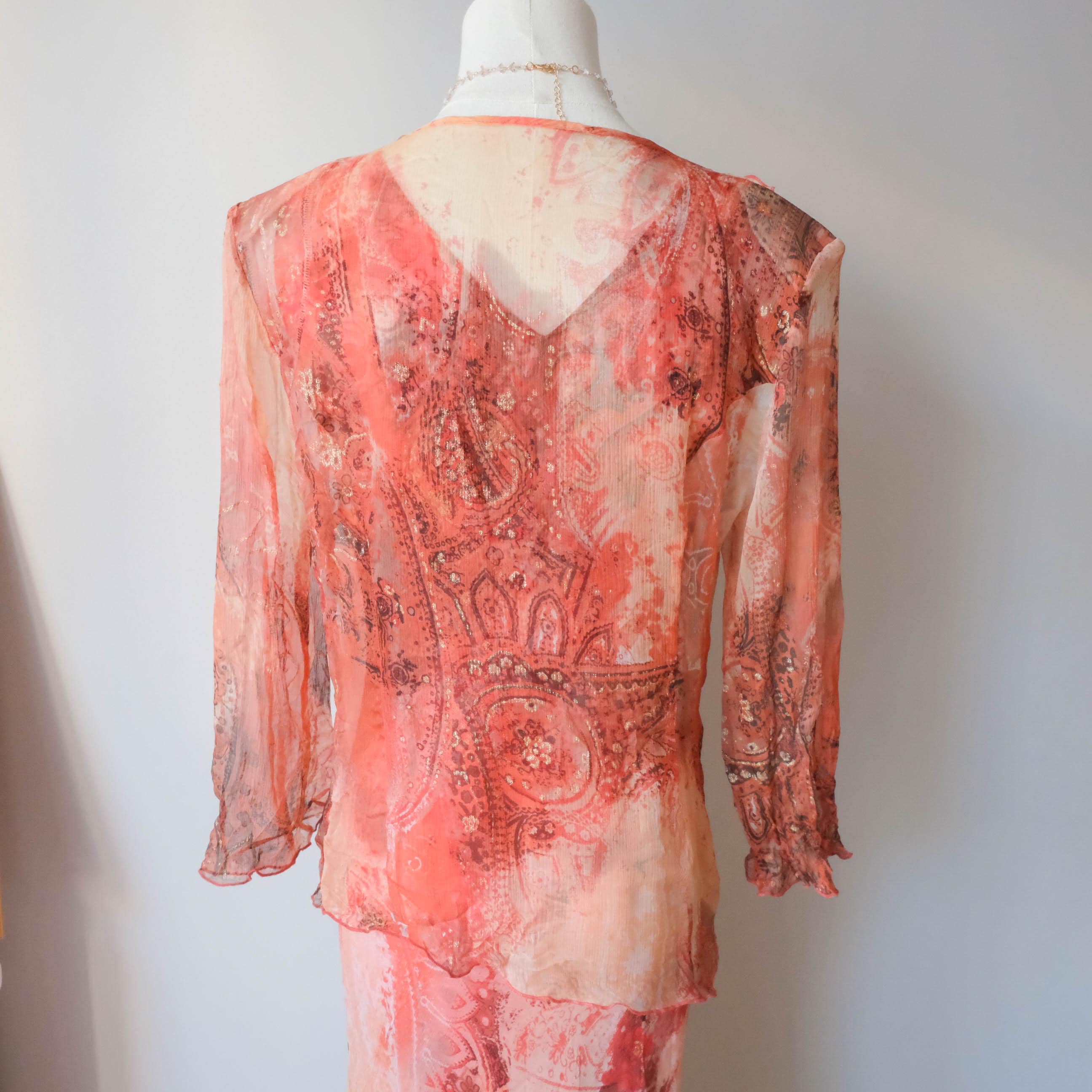 French Vintage Boho Cottage Glam Grunge Silk Bolero Dress Set