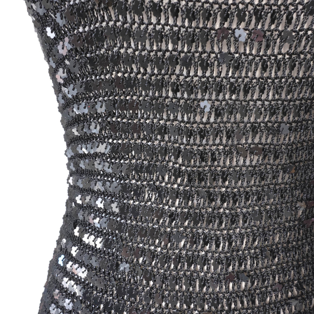 Vintage Rare Beach Ibiza Festival Party Crochet Sequins Tank Top with cut out back