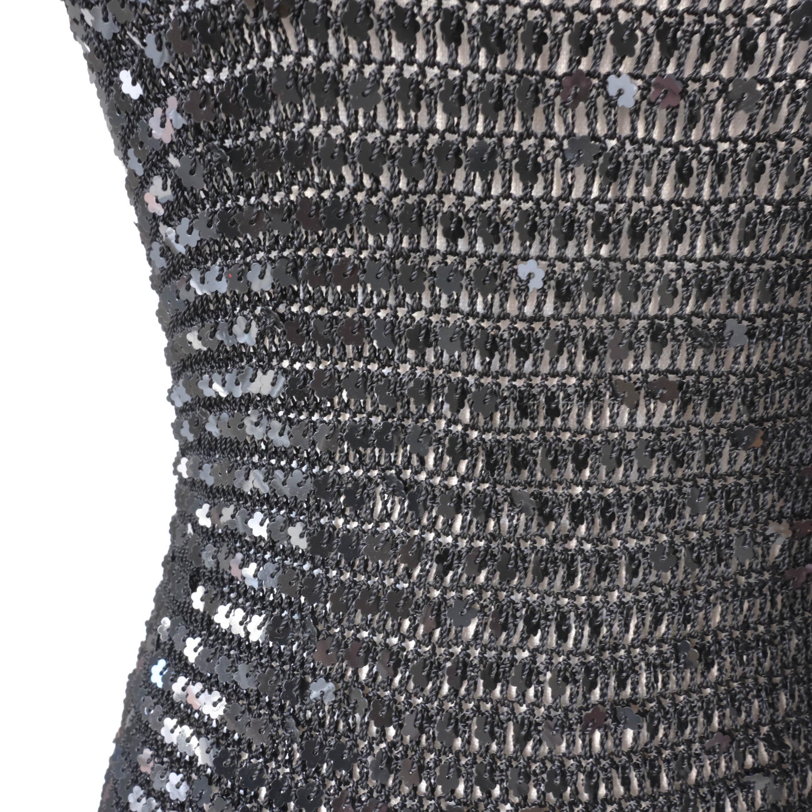 Vintage Rare Beach Ibiza Festival Party Crochet Sequins Tank Top with cut out back