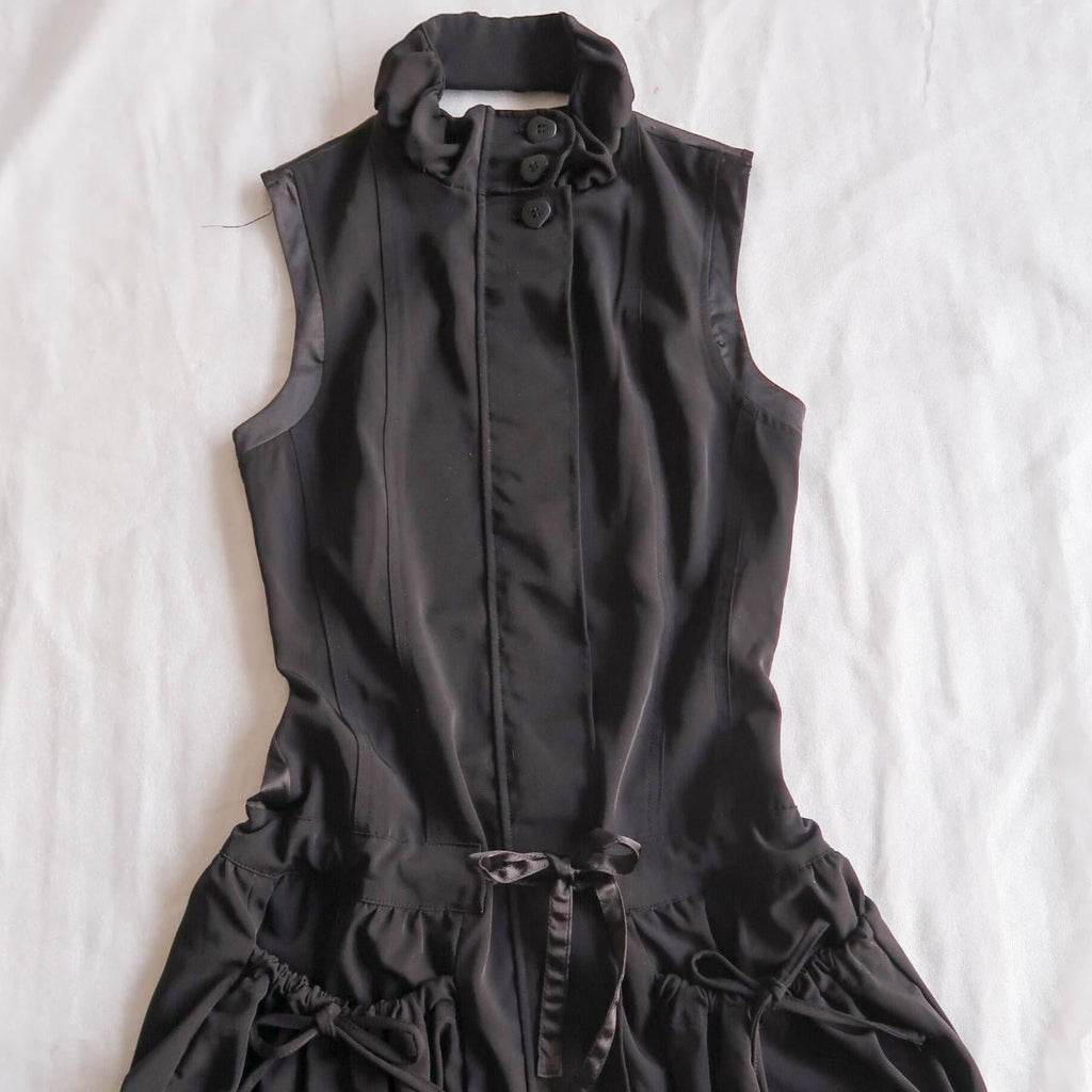 Vintage French Bubble Mini Dress with Cut out back